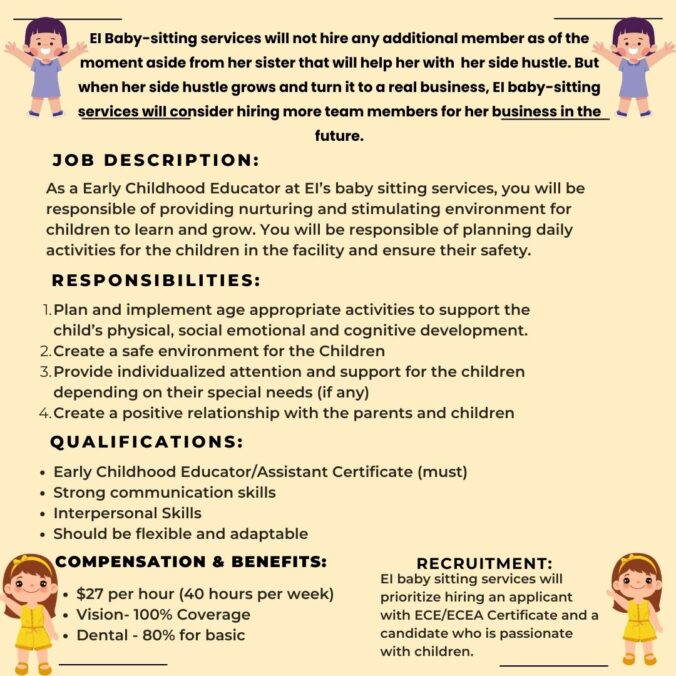 Human Resources Plan Ei Home Based Babysitting Services